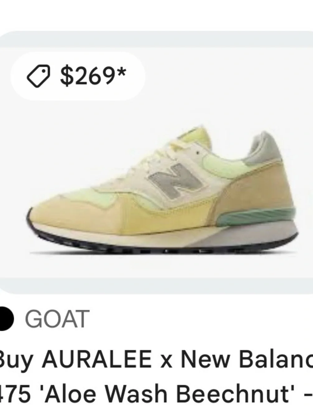 AURALEE x New Balance 475 'Aloe Wash Beechnut'